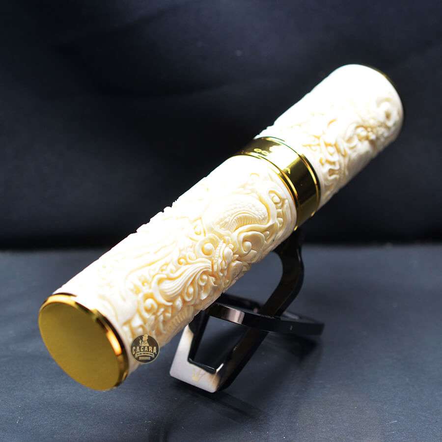 Ống đựng Cigar 1 điếu cao cấp khắc nổi tứ linh OX01