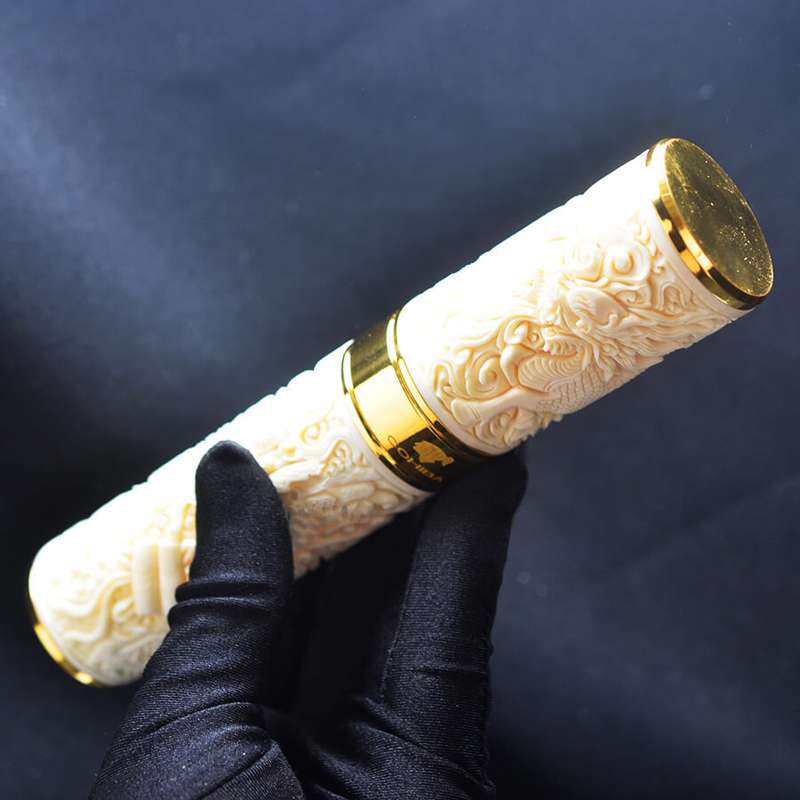 Ống đựng Cigar 1 điếu cao cấp khắc nổi tứ linh OX01