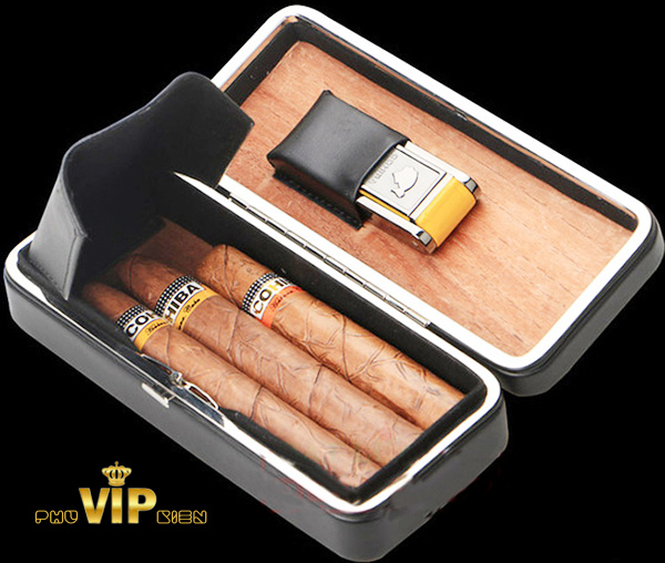 Set hộp đựng, bật lửa hút xì gà chính hãng Cohiba BLH515