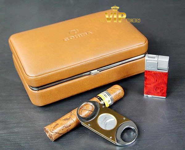 Hộp đựng xì gà giữ ẩm có dao cắt, bật lửa chính hãng Cohiba XJ-T111