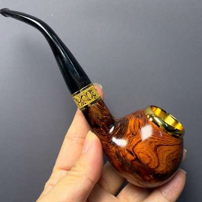 Tẩu cigar gỗ cẩm cán sừng bát đồng mạ vàng free size TS32